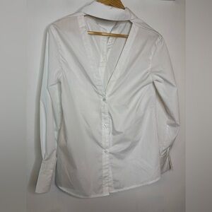 AEL Amy Enjoy Life White Asymmetrical Button Cutout Back Top